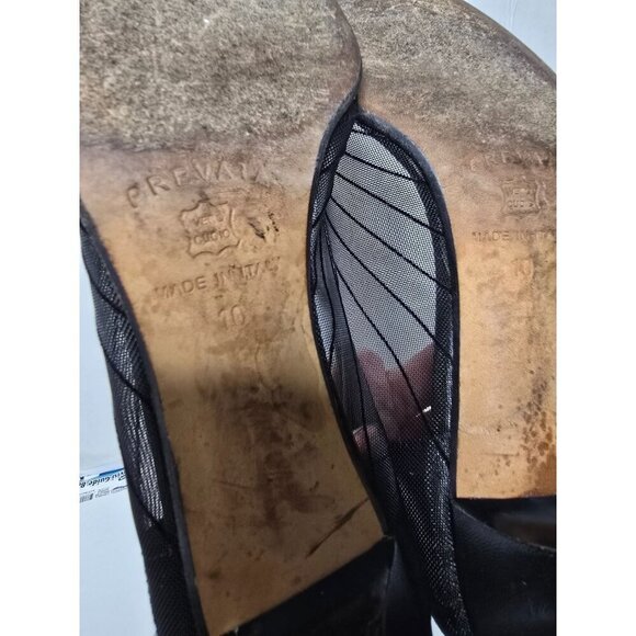 Vintage 80s 90s Black Mesh Prevata Pump High Heels Size 10 - Picture 9 of 16